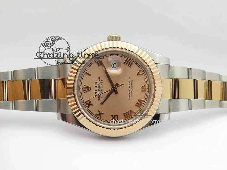 MiroTime 1218 Sleek DateJust II 41mm SS RG BP Maker Best Edition RG Roman Dial On SS RG Bracelet SA 3711